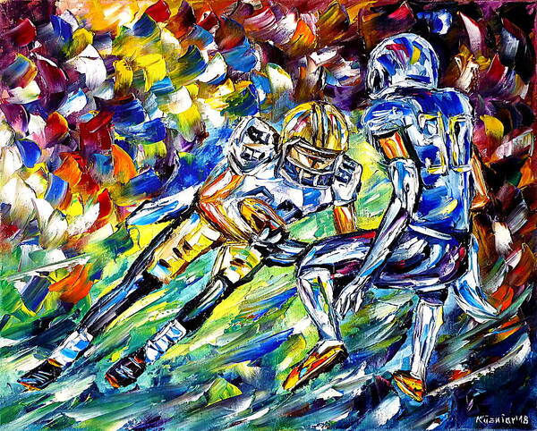 I Love Football Art Print featuring the painting American Football by Mirek Kuzniar