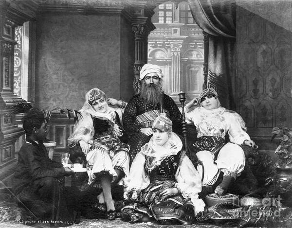 Mature Adult Art Print featuring the photograph Arabi Pasha And His Harem In Egypt by Bettmann