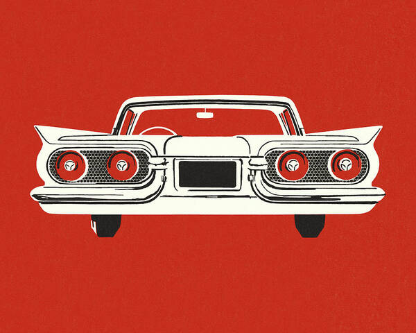 Auto Art Print featuring the drawing Back Side of a Car by CSA Images