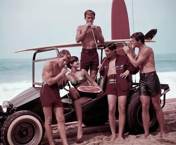 Young Men Art Print featuring the photograph Beach Buggy Buddies by Tom Kelley Archive