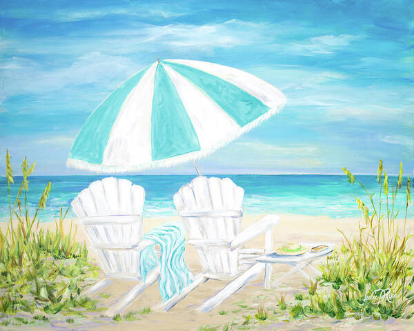 Beach Art Print featuring the painting Beach Umbrella by South Social D