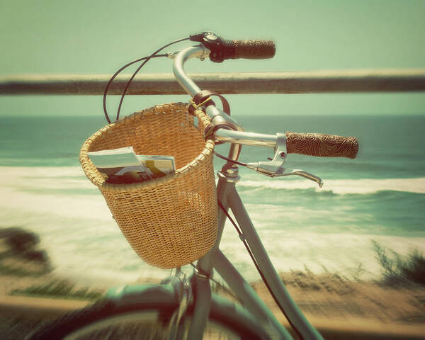 Tranquility Art Print featuring the photograph Bike Overlooking Ocean by Suzanne Cummings