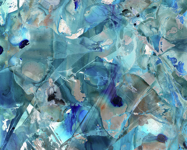 Abstracts Art Print featuring the painting Blue Abstract Art - Ice Castles - Sharon Cummings by Sharon Cummings