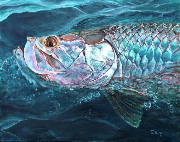 Silver Art Print featuring the painting Blue Water Tarpon by Pam Talley