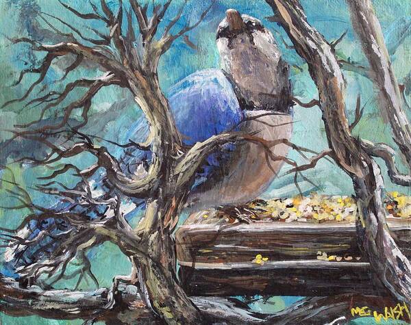 Birds Art Print featuring the painting Bluejay by Megan Walsh