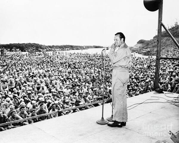 Crowd Of People Art Print featuring the photograph Bob Hope Entertaining Troops by Bettmann