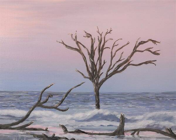 Beach Art Print featuring the painting Boneyard Beach Sunrise by Deborah Smith