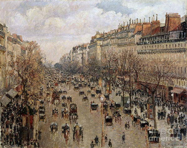 Oil Painting Art Print featuring the drawing Boulevard Montmartre In Paris, 1897 by Heritage Images