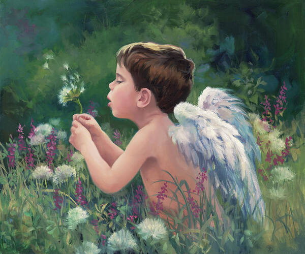 Hope Art Print featuring the painting Boy Angel by Laurie Snow Hein