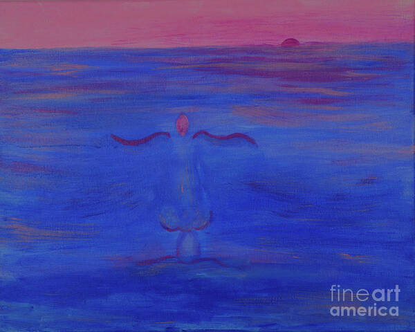 Buddha Art Print featuring the painting Blue Buddha Meditation Painting by Robyn King
