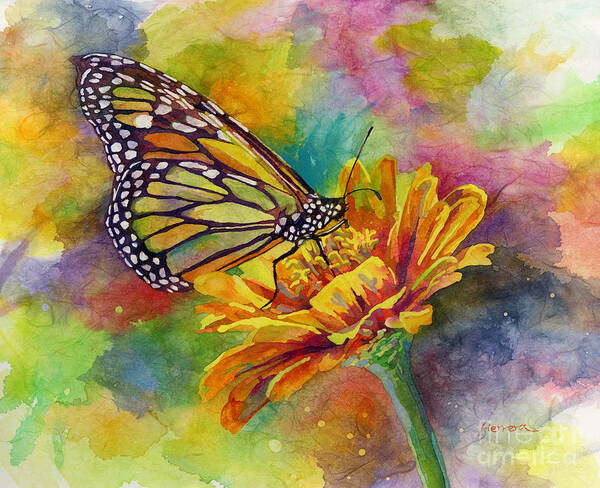 Butterfly Art Print featuring the painting Butterfly Kiss by Hailey E Herrera