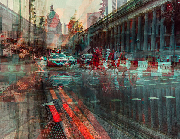 Monk Art Print featuring the photograph Chaos In The City by Carmine Chiriac