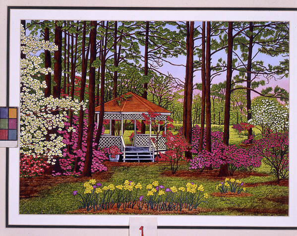 A Gazebo Surrounded By Flowers In North Carolina
Spring Art Print featuring the painting Daffodils by Thelma Winter