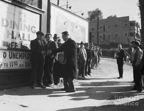 People Art Print featuring the photograph David Hutton With Line Of Hungry Men by Bettmann