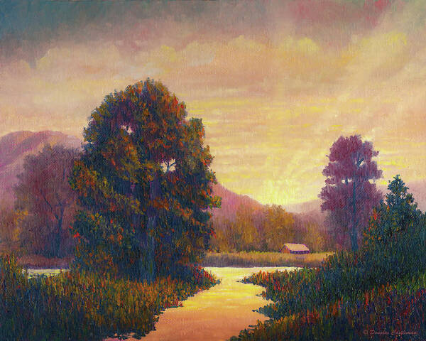 Landscape Art Print featuring the painting End of Day by Douglas Castleman