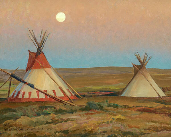 Maynard Dixon Art Print featuring the painting Evening on the Blackfeet Reservation, 1917 by Maynard Dixon