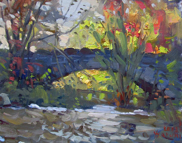 Fall Art Print featuring the painting Fall at Stone Bridge in Goat Island by Ylli Haruni