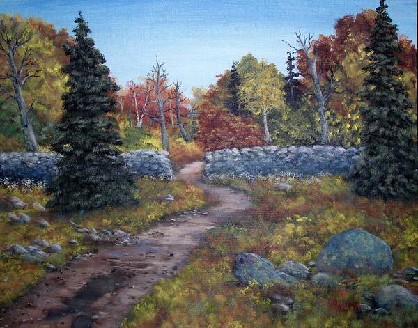 Fall Art Print featuring the painting Fall path by Megan Walsh
