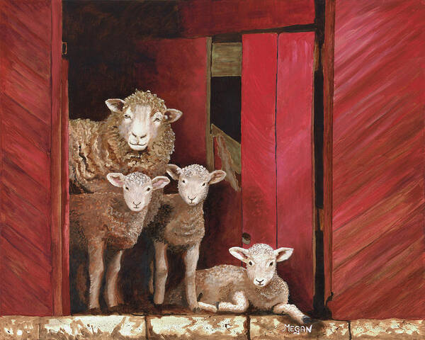 Sheep Art Print featuring the painting Family Portrait by Megan Collins