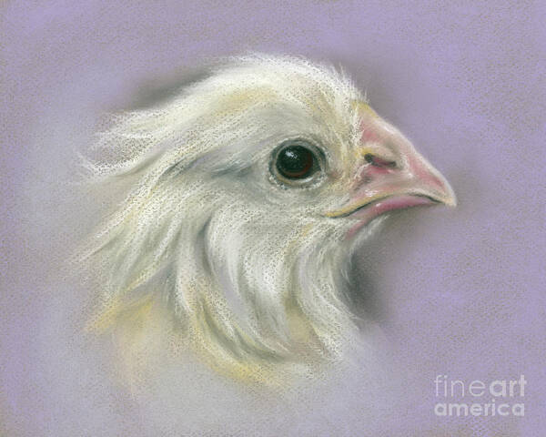 Bird Art Print featuring the painting Fluffy Yellow Chick on Purple by MM Anderson