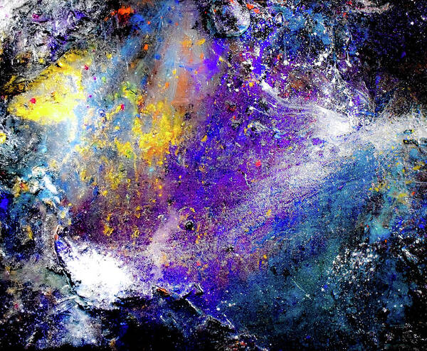 Galaxy Art Print featuring the mixed media Galactic Fusion by Patsy Evans - Alchemist Artist