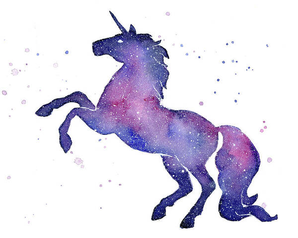 Galaxy Art Print featuring the painting Galaxy Unicorn by Olga Shvartsur