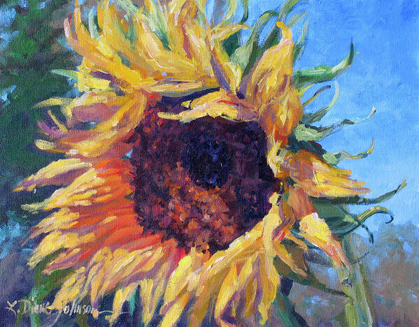 Sunflower Landscape Art Print featuring the painting Good Mornin by L Diane Johnson