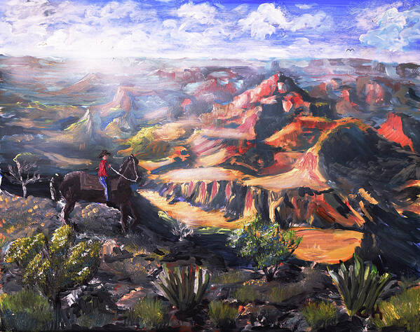 Grand Canyon Art Print featuring the painting Grand Canyon Cowboy by Chance Kafka