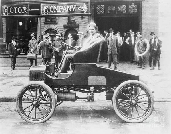 People Art Print featuring the photograph Henry Ford Posing In Automobile by Bettmann