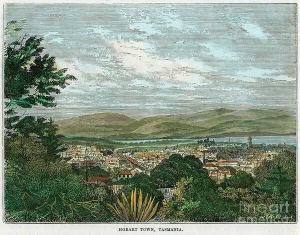 Engraving Art Print featuring the drawing Hobart Town, Tasmania, Australia, C1880 by Print Collector