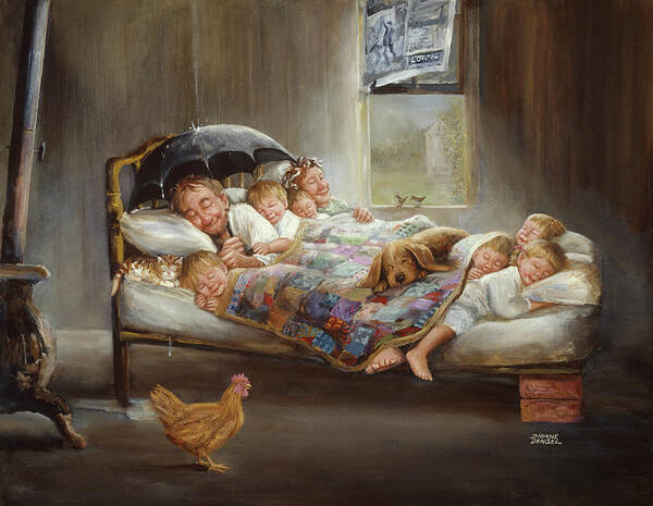 Hillbilly Family Art Print featuring the painting Home Sweet Home by Dianne Dengel