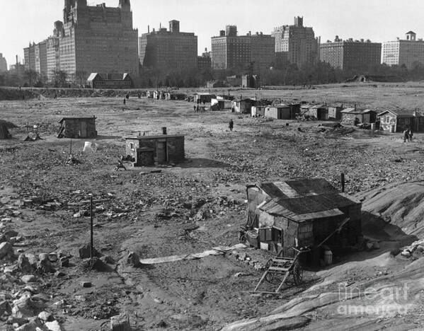 People Art Print featuring the photograph Hooverville In Central Park 1933 by Bettmann