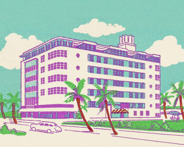 Apartment Art Print featuring the drawing Hotel in the Tropics by CSA Images