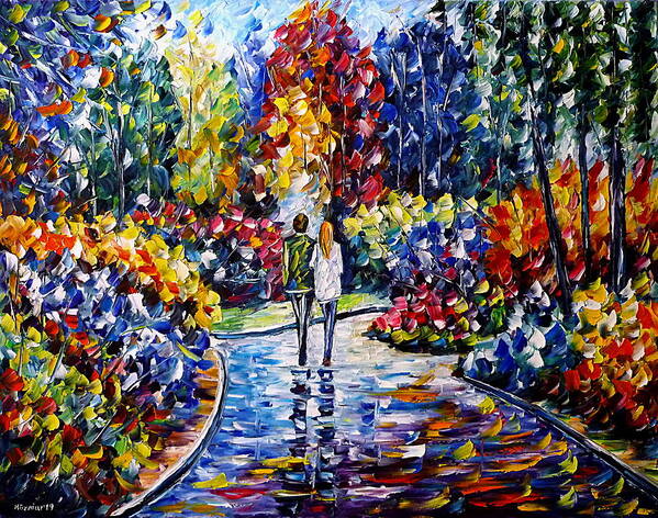 Landscape Painting Art Print featuring the painting In The Garden by Mirek Kuzniar