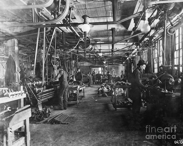 People Art Print featuring the photograph Interior Of Metzger Automobile Factory by Bettmann