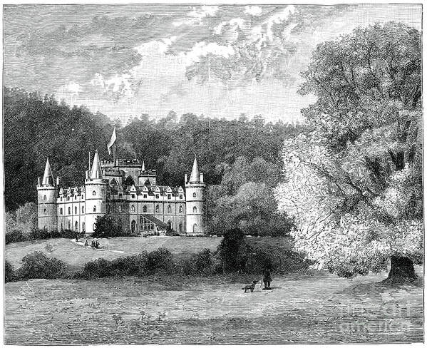 Engraving Art Print featuring the drawing Inverary Castle, Western Scotland by Print Collector