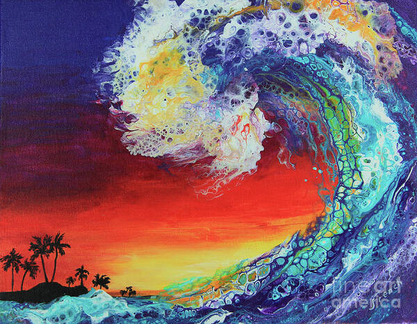 Seascape Art Print featuring the painting Island Wave by Jeanette French