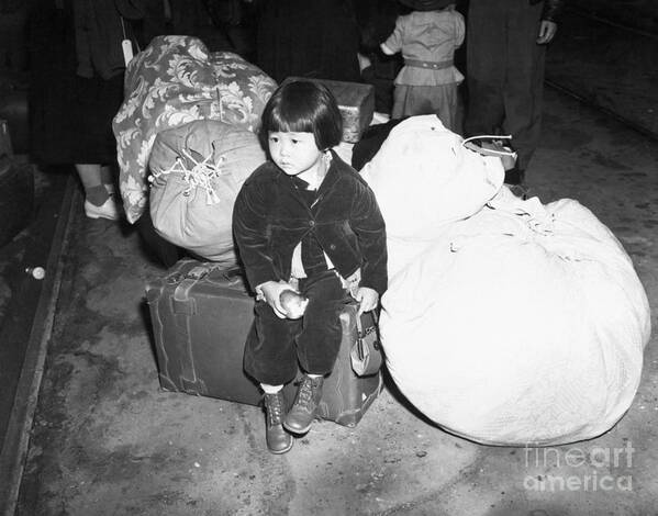 Child Art Print featuring the photograph Japanese-americans Waiting by Bettmann