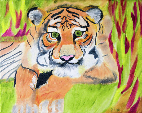 Tiger Art Print featuring the painting Jungle Eyes by Meryl Goudey