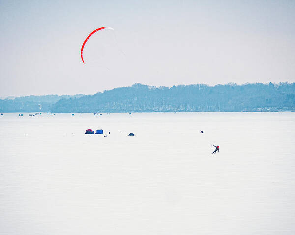 Madison Art Print featuring the photograph Kite Skiing - Madison - Wisconsin by Steven Ralser