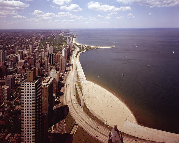 Lake Michigan Art Print featuring the photograph Lake Shore Drive From The Air by Chicago History Museum