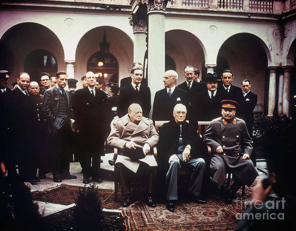 Mature Adult Art Print featuring the photograph Leaders At Yalta Conference by Bettmann