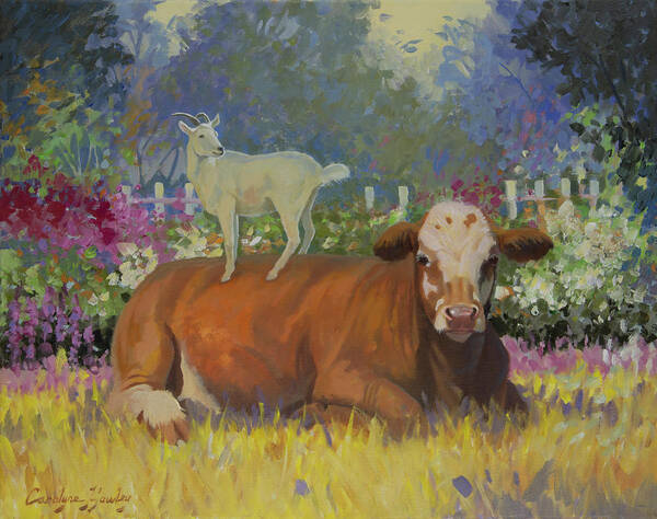 Farm Animals Art Print featuring the painting Life is Good by Carolyne Hawley