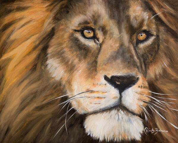 Lion Art Print featuring the painting Lion by Kirsty Rebecca