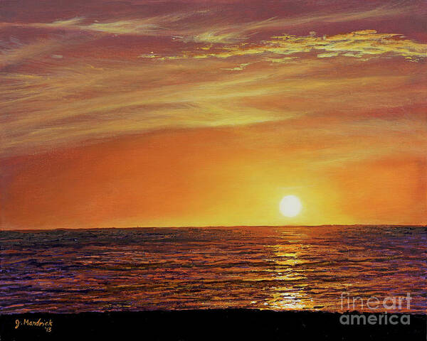 Sunset Art Print featuring the painting Marco Island Sunset by Joe Mandrick