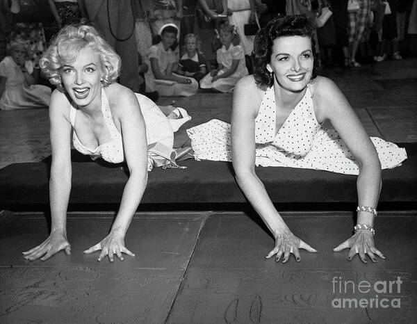 Child Art Print featuring the photograph Marilyn Monroe And Jane Russell by Bettmann