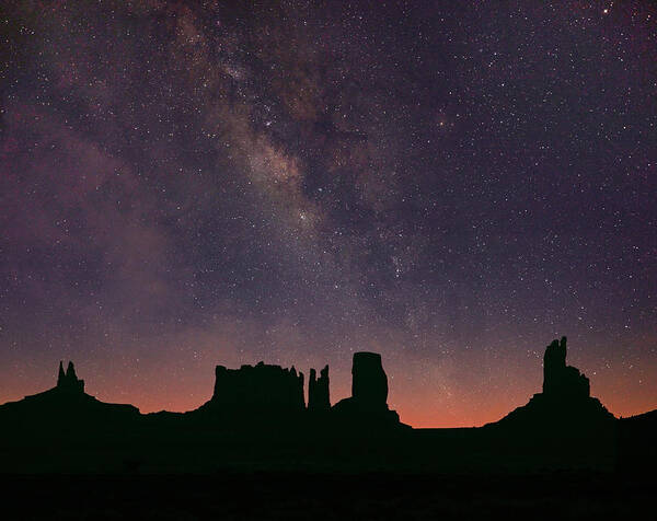 00555614 Art Print featuring the photograph Milky Way And Starry Sky, Monument Valley, Arizona by Tim Fitzharris
