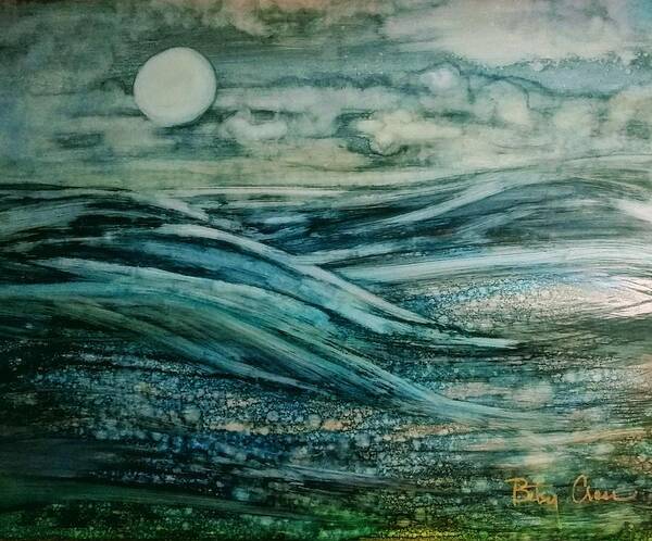 Wall Art Art Print featuring the painting Moonlit Storm by Betsy Carlson Cross