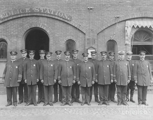 People Art Print featuring the photograph Newport Police Officers by Bettmann