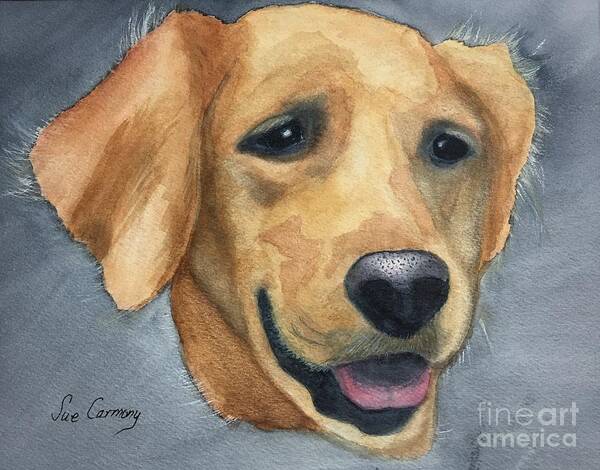 Golden Retriever Art Print featuring the painting Our Best Friend Josie by Sue Carmony